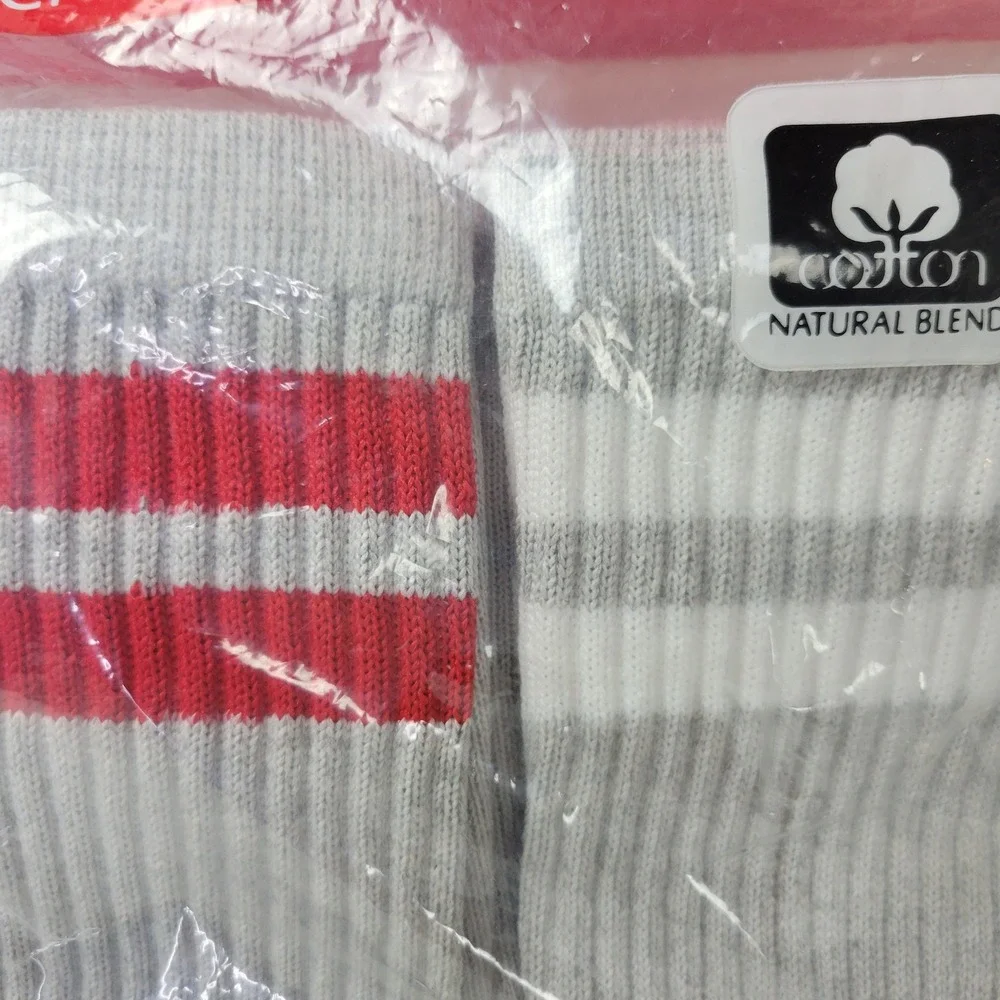 Vintage Athletech 6 Pair Mens Tube Socks Over The Calf Grey Striped KMart USA
